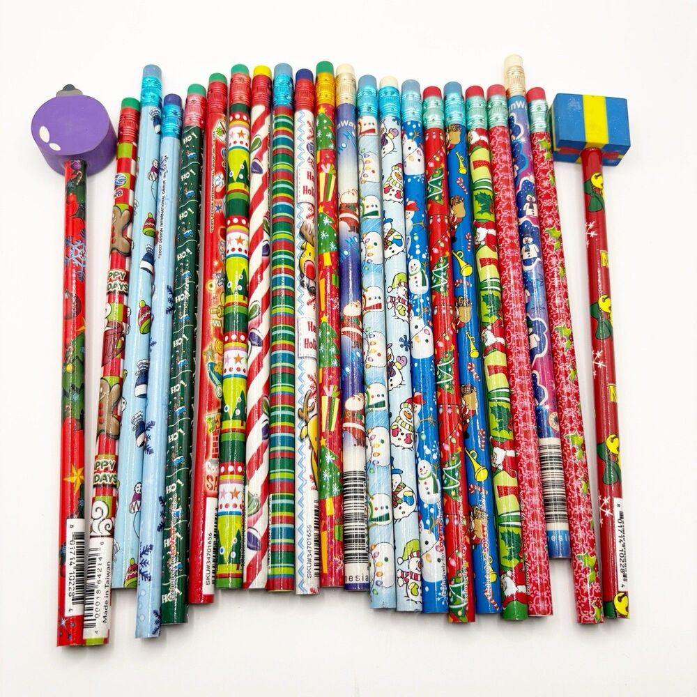 Christmas Pencils Erasers Design Way Lovett Elaine Gloria Geddes Novelty Teacher